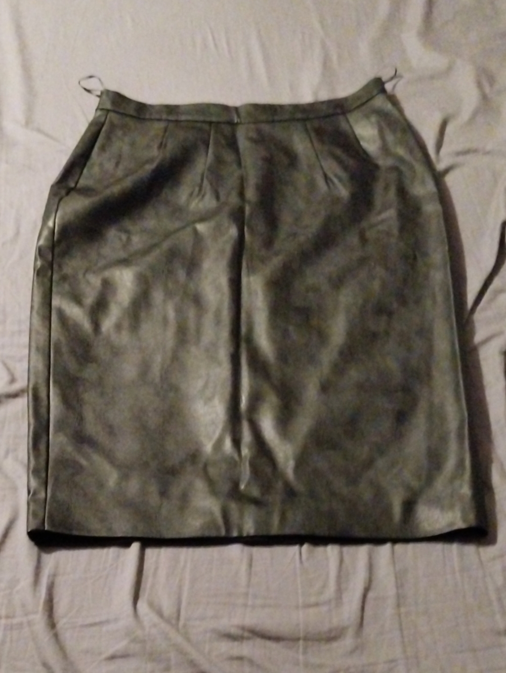 Vixen by Micheline Pitt Black Faux Leather Pencil Skirt